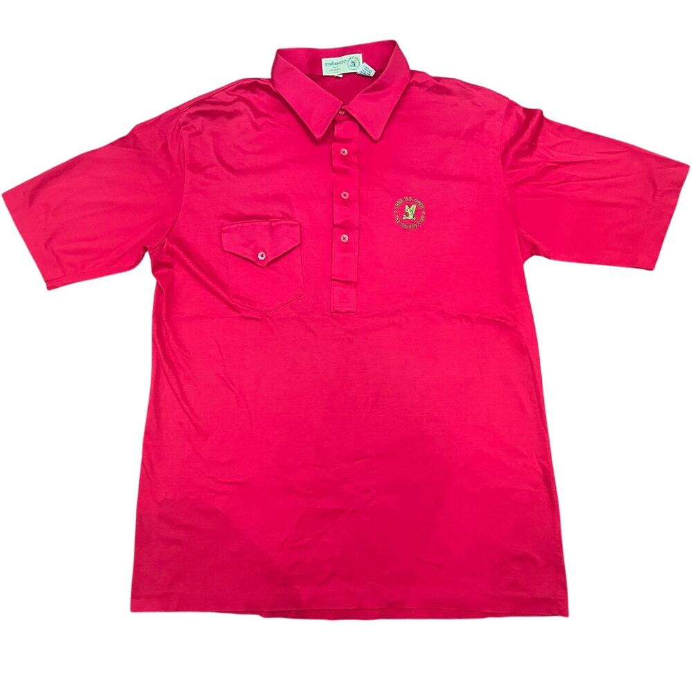 Vintage 1988 US‎ Open The Country Club Red Polo Shirt SporThomson XL 100% Cotton